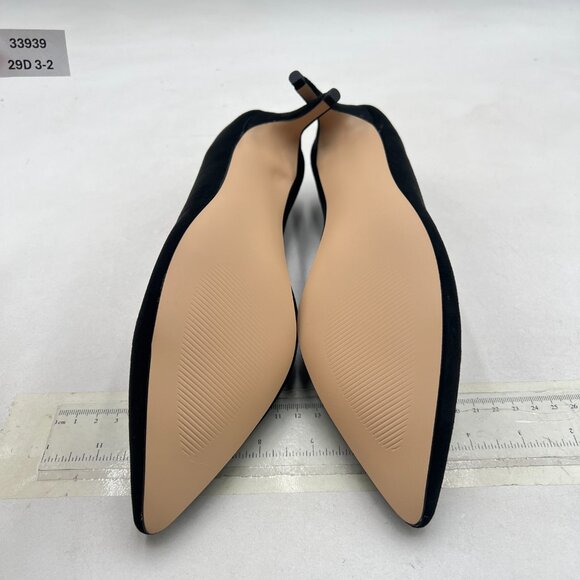 YDN Black Kitten Heeled Pumps Pointed Toe Dress Shoes for Office Lady Soft Suede - Picture 7 of 8